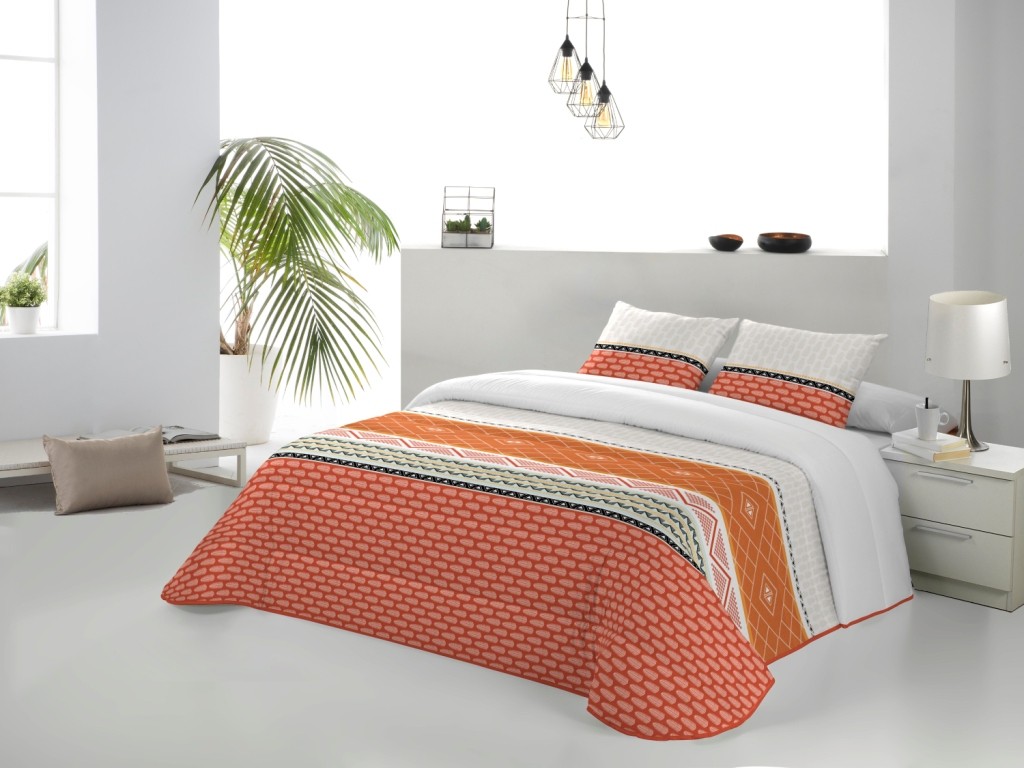 Edredón nórdico colores naranja y chocolate cama 150 – Edredones Baratos